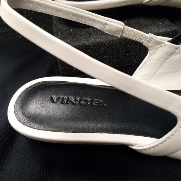 New Vince Women's Buttery Soft Leather Cream and Black Slingback Flats Size 7M - Picture 4 of 12